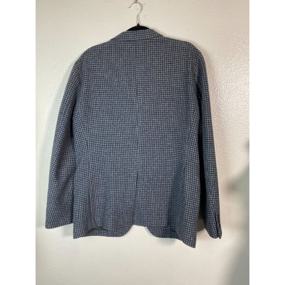 Uniqlo Gray Houndstooth Wool Blend Blazer Jacket Men Size Large unstructured - Picture 2 of 16